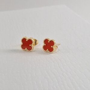 Red enamel Clovers  earrings